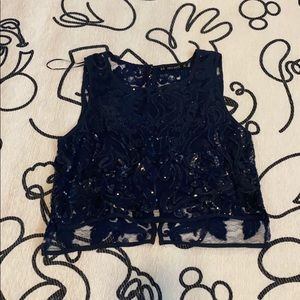 Zara navy blue sequin crop